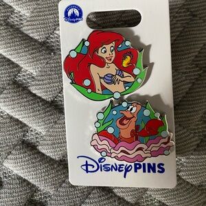 2024 Disney Parks Princes Ariel The Little Mermaid Sebastian OE 2 Pin Set BNWT